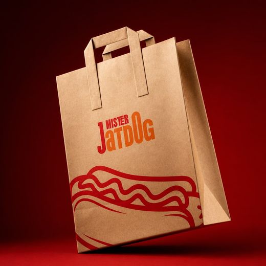 Bolsa de papel kraft con el logotipo de Mister Jatdog